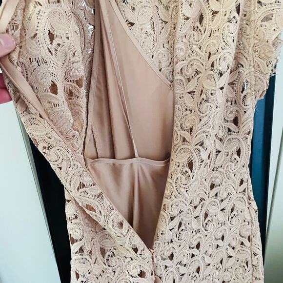 ZARA Lace Floral Sleeveless Ruffle Structured Midi Dress Blush Pink Size Small - Picture 8 of 8